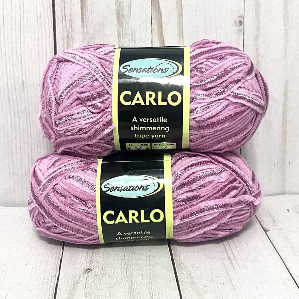 Sensations Carlo Shimmering Tape Yarn Color #4 Peony Lot of 2 Skeins New!!